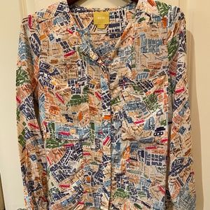 Anthropologie Maeve Printed Blouse